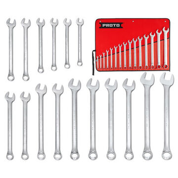 Anti-Slip Wrench Set, 31 Pieces, 12-Point, Box/Open End Drive, Alloy Steel, Satin