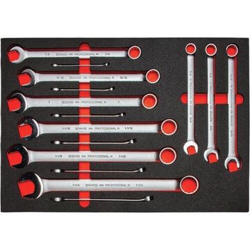Combination, Anti-slip Wrench Set, 15 Pieces, Metric, Alloy Steel, Black Oxide