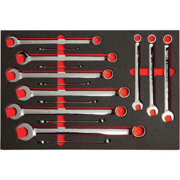 Combination Wrench Set, 15 Pieces, Foamed, Alloy Steel, Full Polish