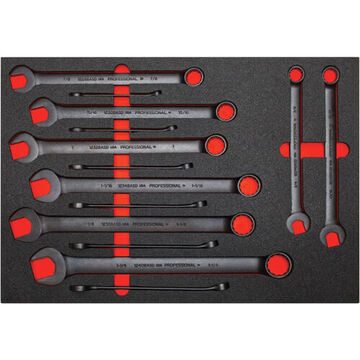 Combination Wrench Set, 14 Pieces, Foamed, Alloy Steel, Black Oxide