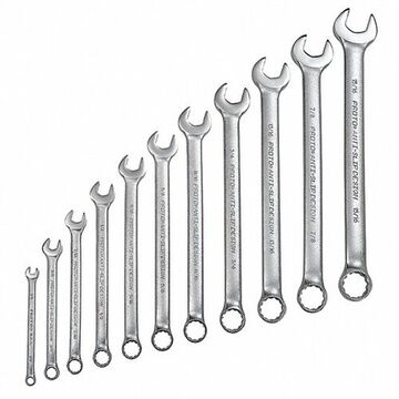 Combination, Anti-slip Wrench Set, 11 Pieces, Alloy Steel, Satin