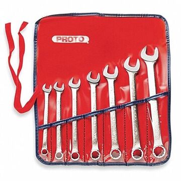 Combination, Anti-slip Wrench Set, 7 Pieces, Alloy Steel, Satin