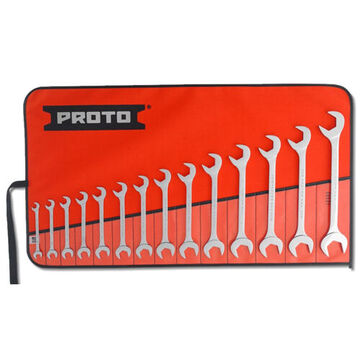 Angle Open-end Wrench Set, 14 Pieces, Corrosion Resistance, Alloy Steel, Full Polish