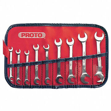 Angle Open-end Wrench Set, 9 Pieces, Alloy Steel, Satin