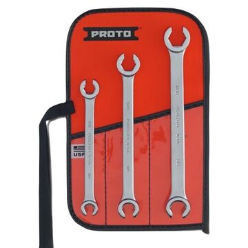 Double End Flare Nut Wrench Set, 3 Pieces, Alloy Steel, Satin