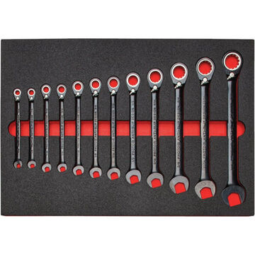 Reversible, Combination Ratcheting Wrench Set, 20 Pieces, corrosion resistant, Alloy Steel, Black Chrome