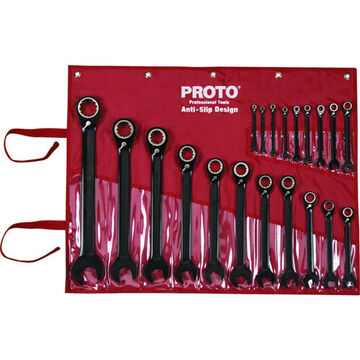 Reversible, Combination Ratcheting Wrench Set, 20 Pieces, corrosion resistant, Alloy Steel, Black Chrome