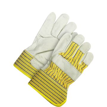 Ajusteur, gants en cuir, No. 11/grand, jaune, support en coton/toile