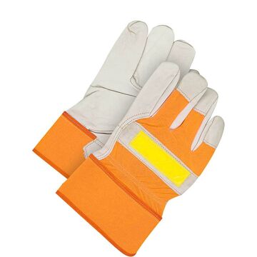 Gants en cuir, taille unique, orange fluo haute visibilité