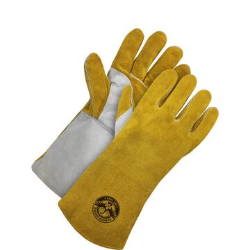 Leather Gloves, Large, Gray, Yellow