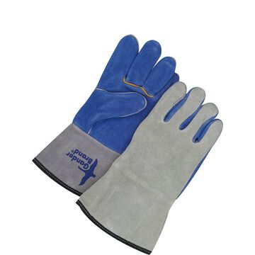 Leather Gloves, Large, Gray, Blue