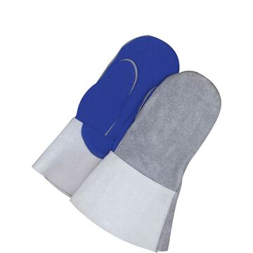 Mitaine de gants de soudage, taille unique, bleu, gris, cuir de vachette fendu
