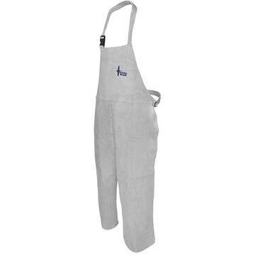 Protective Welding Bib Apron, One Size, 24 In X 48 In, Pearl Gray, Split Cowhide Leather