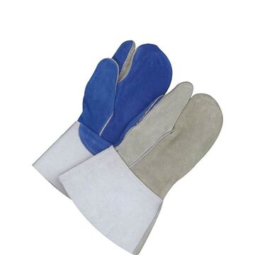 Welding Gloves Mitt, Large, Blue, Split Cowhide Leather