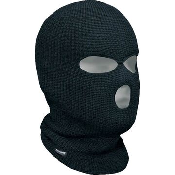 Balaclava 3 Hole Thinsulate, Acrylic Knit, One Size, Black, For Cold Weather