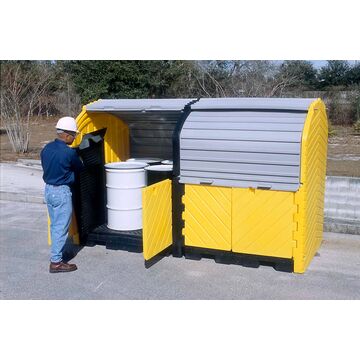 Heavy-duty Spill Containment Pallet, 5 Drums, 375 Gal, 100-375 Gal, 79 In Ht, Yellow