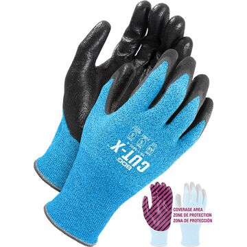 Gloves Coated, Blue/black, 13 Ga Nylon/hppe/steel Wire Backing