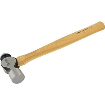 Ball Pein Hammer, 15-3/4 in lg, Polished, 32 oz, Drop Forged Steel