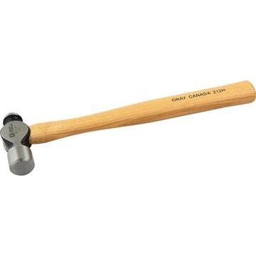 Ball Pein Hammer, 12-3/4 in lg, Polished, 12 oz, Drop Forged Steel