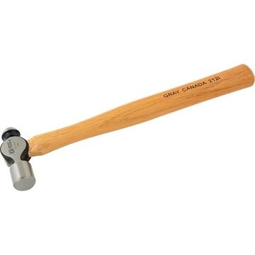 Ball Pein Hammer, 11-3/4 in lg, Polished, 8 oz, Drop Forged Steel
