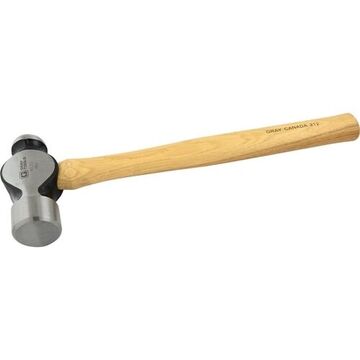 Ball Pein Hammer, 16-1/2 in lg, Polished, 48 oz, Drop Forged Steel