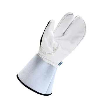  Gloves1-finger Mitt, Goatskin Leather, Black/gray