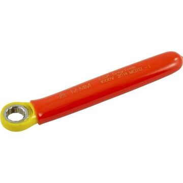 Insulated Box End Wrench, 12 Mm Opening, Straight, 12-point, 6 In Lg, 15 Deg