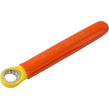 Insulated Box End Wrench, 13 Mm Opening, Straight, 12-point, 6.25 In Lg, 15 Deg