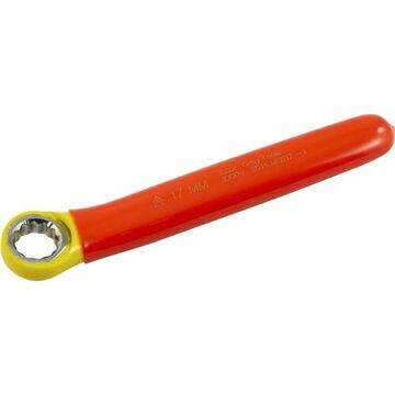 Insulated Box End Wrench, 17 Mm Opening, Straight, 12-point, 7 In Lg, 15 Deg