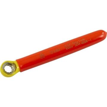 Insulated Box End Wrench, 8 Mm Opening, Straight, 12-point, 4.5 In Lg, 15 Deg