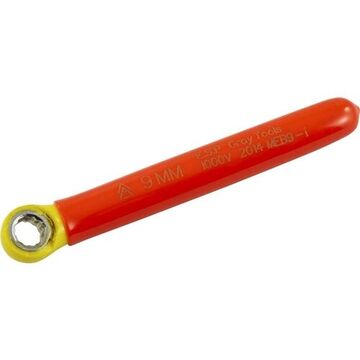 Insulated Box End Wrench, 9 Mm Opening, Straight, 12-point, 5 In Lg, 15 Deg