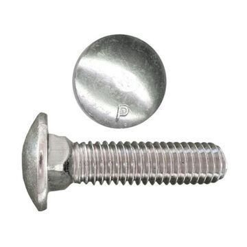 Fully Threaded Carriage Bolt, 3/8 in-16, 3 in lg, Carbon Steel, Grade 2, Zinc