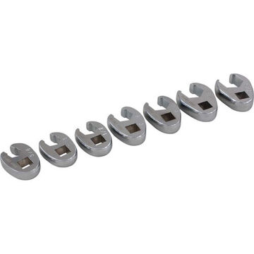 Flare Nut Crowfoot Wrench Set, 7-Piece, 3/8 in Drive, Steel, Chrome