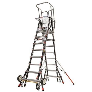 Safety Cage Extension Ladder, 8 to 14 ft ht Ladder, Type IAA, Fiberglass, 375 lb