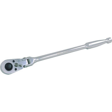Hand Ratchet, Chrome, 3/8 in Drive, 11.75 in lg, 48-Teeth, Flexible