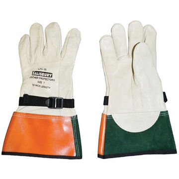 Electrical Gloves, No. 9, Leather, White, Adjustable Strap, Grain Goatskin Leather