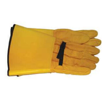 Gants électriques, #10. cuir de cerf, manchette jaune, cuir de cerf