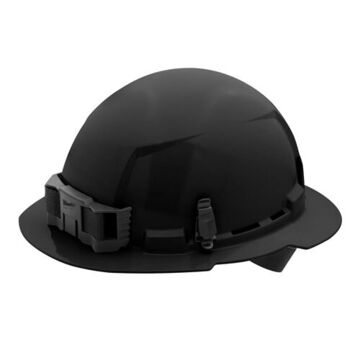 Hard Hat Full Brim, 6 1/2 To 8 In Fits Hat, Black, Polyethylene, 4-point Ratchet