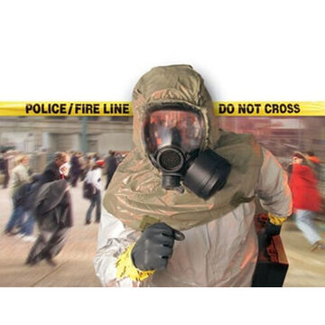 Riot Control Gas Mask, Small, Elastic, 6-Point, Polyurethane, Polyurethane, Nitrile, Nitrile, Black