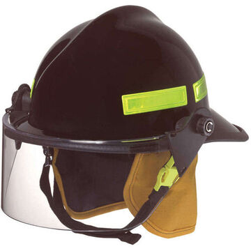 Composite Standard Faceshield Fire Helmet, 6-3/8 To 8-3/8 In Fits Hat, Black, Fiberglass, Ratchet