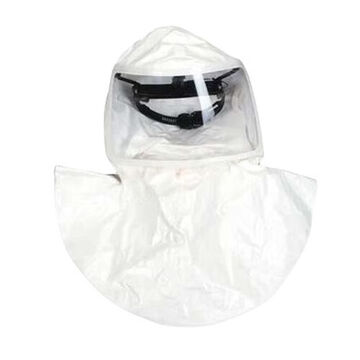 Hood Double Bib, Integrated, Polyethylene, White