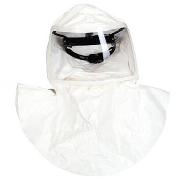 Hood Double Bib, One-touch, Polyethylene, White