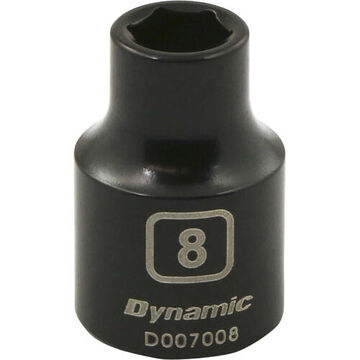 Standard Length Impact Socket, 8 mm Socket, 3/8 in Drive, 1.12 in lg, Steel