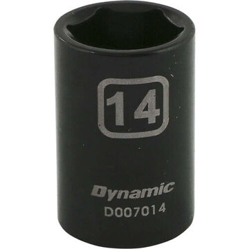 Standard Length Impact Socket, 14 mm Socket, 3/8 in Drive, 1.12 in lg, Steel