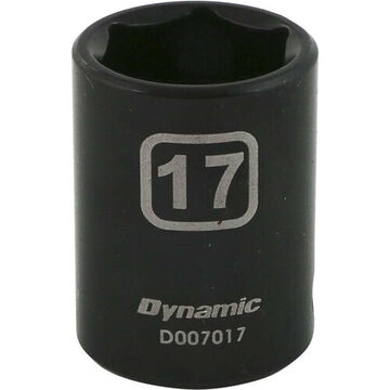 Standard Length Impact Socket, 17 mm Socket, 3/8 in Drive, 1.12 in lg, Steel