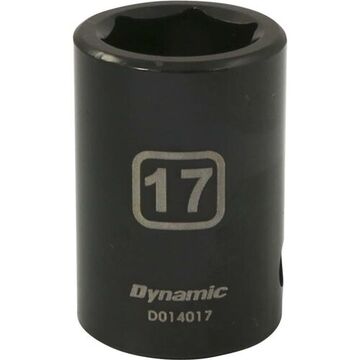 Standard Length Impact Socket, 17 mm Socket, 1/2 in Drive, 1.5 in lg, Steel