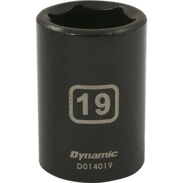 Standard Length Impact Socket, 19 mm Socket, 1/2 in Drive, 1.57 in lg, Steel