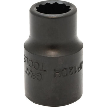 Standard Length Impact Socket, 12 mm Socket, 1/2 in Drive, 38 mm lg, Steel