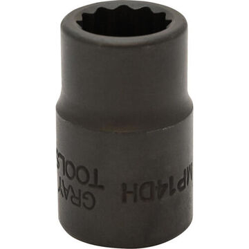 Standard Length Impact Socket, 14 mm Socket, 1/2 in Drive, 38 mm lg, Steel