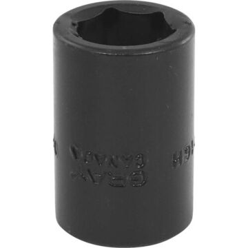 Regular Length Impact Socket, 16 mm Socket, 1/2 in Drive, 38 mm lg, Steel